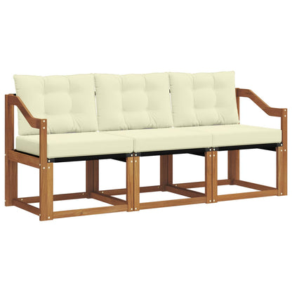 Set di divani da esterno con cuscino 3 pcs Naturale e Crema | homemem39