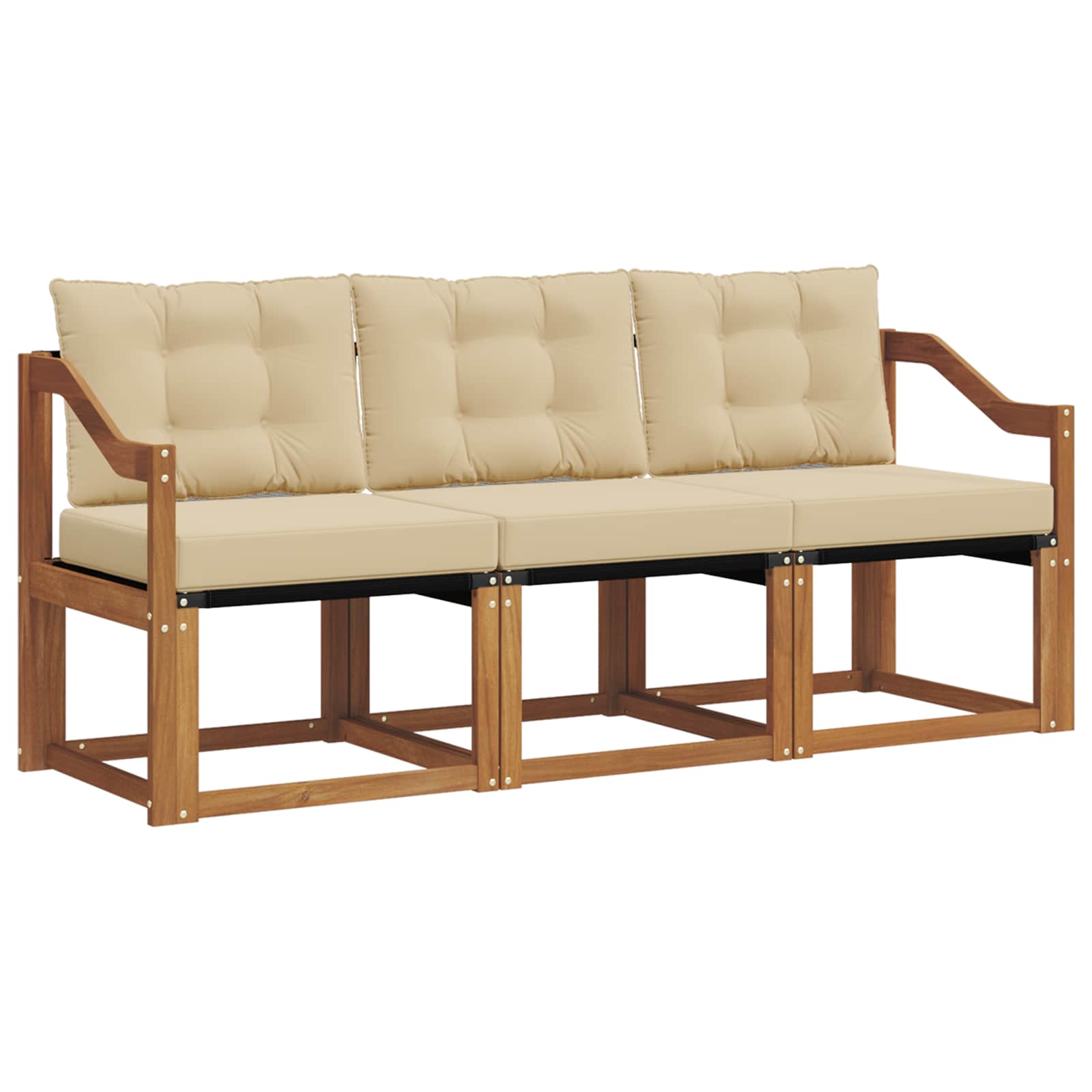 Set di divani da esterno con cuscino 3 pcs Naturale e Beige | homemem39