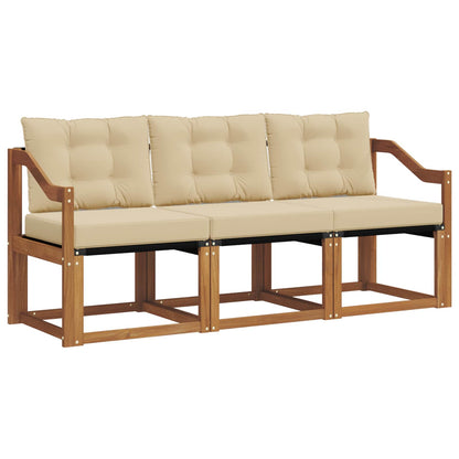 Set di divani da esterno con cuscino 3 pcs Naturale e Beige | homemem39