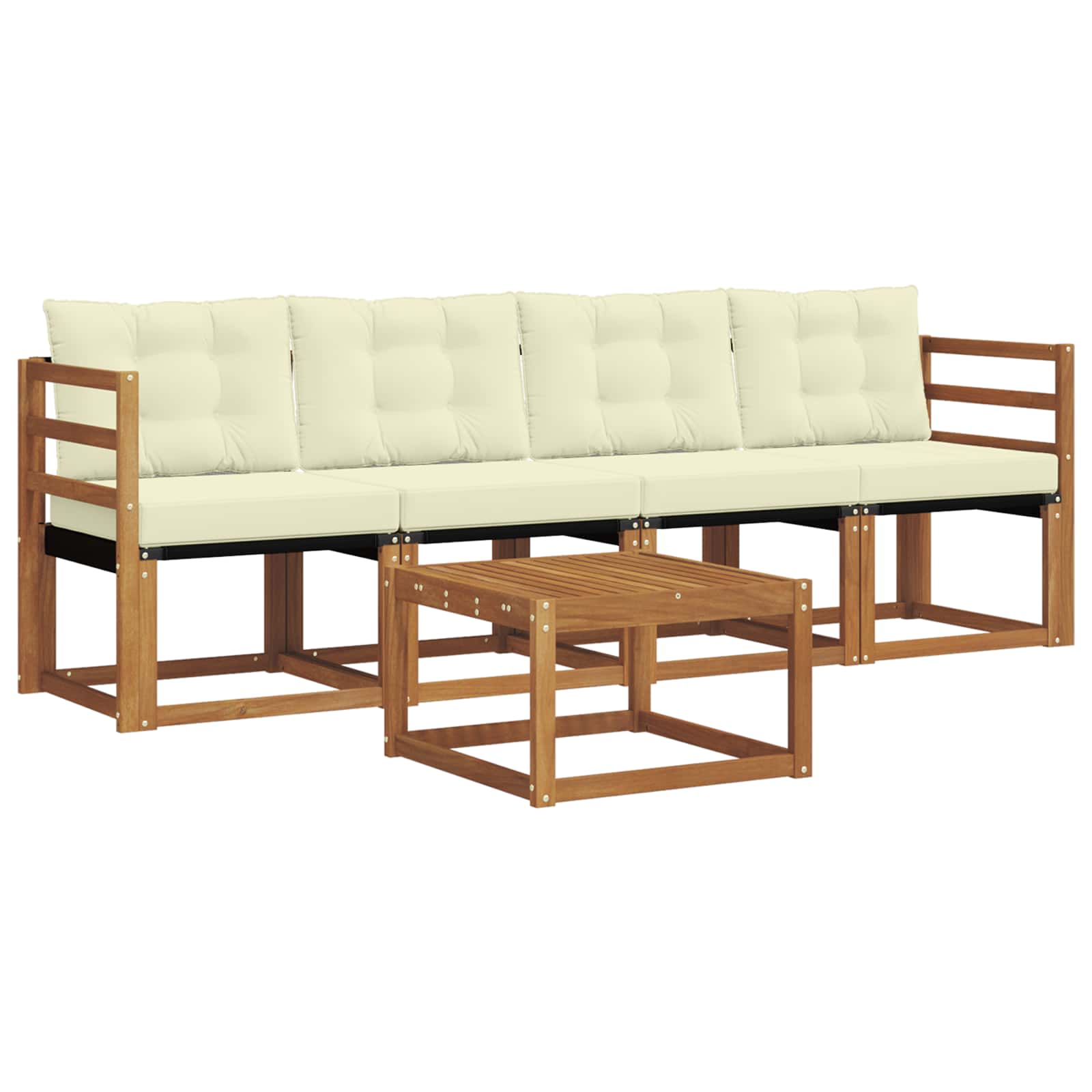 Set di divani da esterno con cuscino 5 pcs Naturale e Crema | homemem39