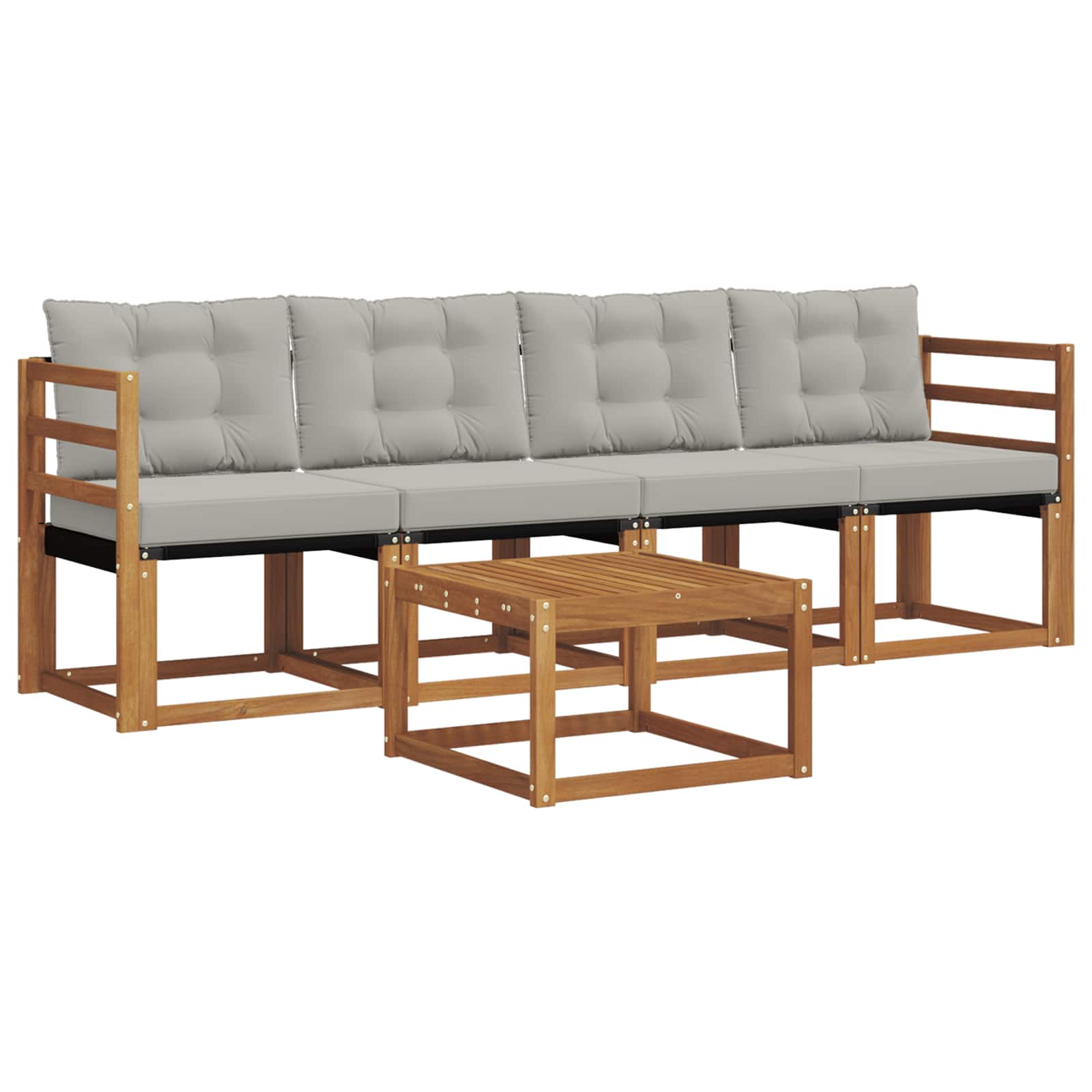 Set di divani da esterno 5 pcs Grigio Naturale e Chiaro | homemem39