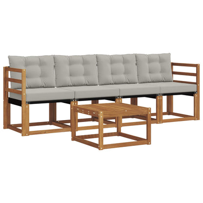 Set di divani da esterno 5 pcs Grigio Naturale e Chiaro | homemem39