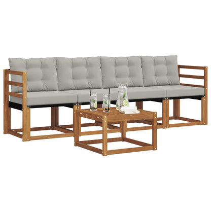 Set di divani da esterno 5 pcs Grigio Naturale e Chiaro | homemem39