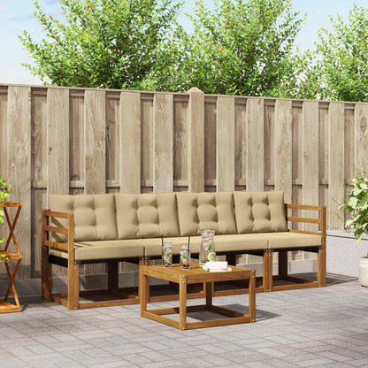 Set di divani da esterno con cuscino 5 pcs Naturale e Beige | homemem39