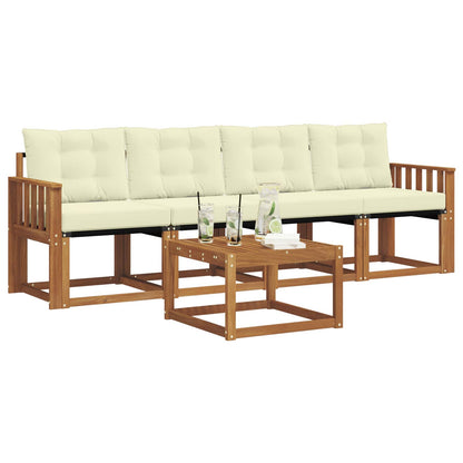 Set di divani da esterno con cuscino 5 pcs Naturale e Crema | homemem39