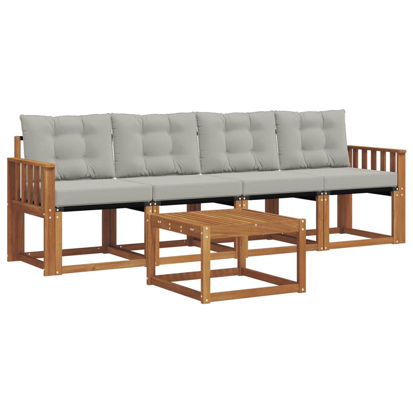 Set di divani da esterno 5 pcs Grigio Naturale e Chiaro | homemem39