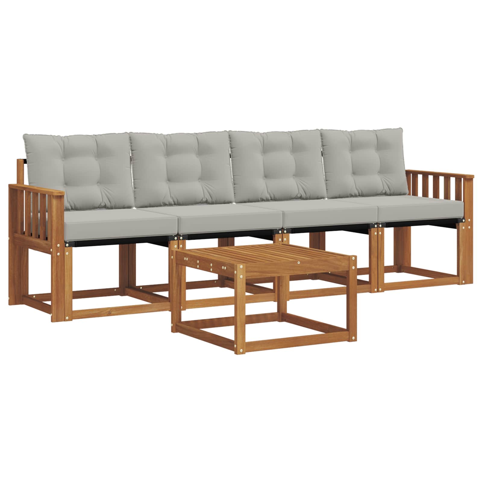 Set di divani da esterno 5 pcs Grigio Naturale e Chiaro | homemem39