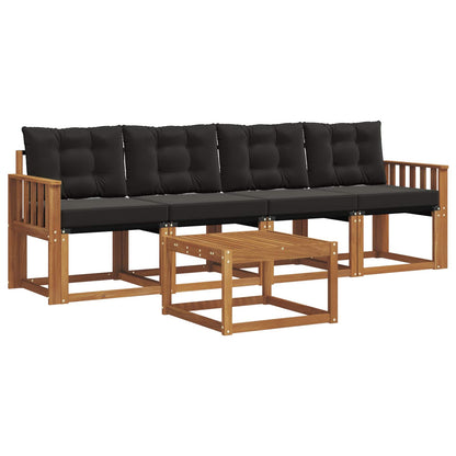 Set di divani da esterno con cuscino 5 pcs Naturale e Nero | homemem39