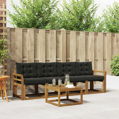 Set di divani da esterno con cuscino 5 pcs Naturale e Nero