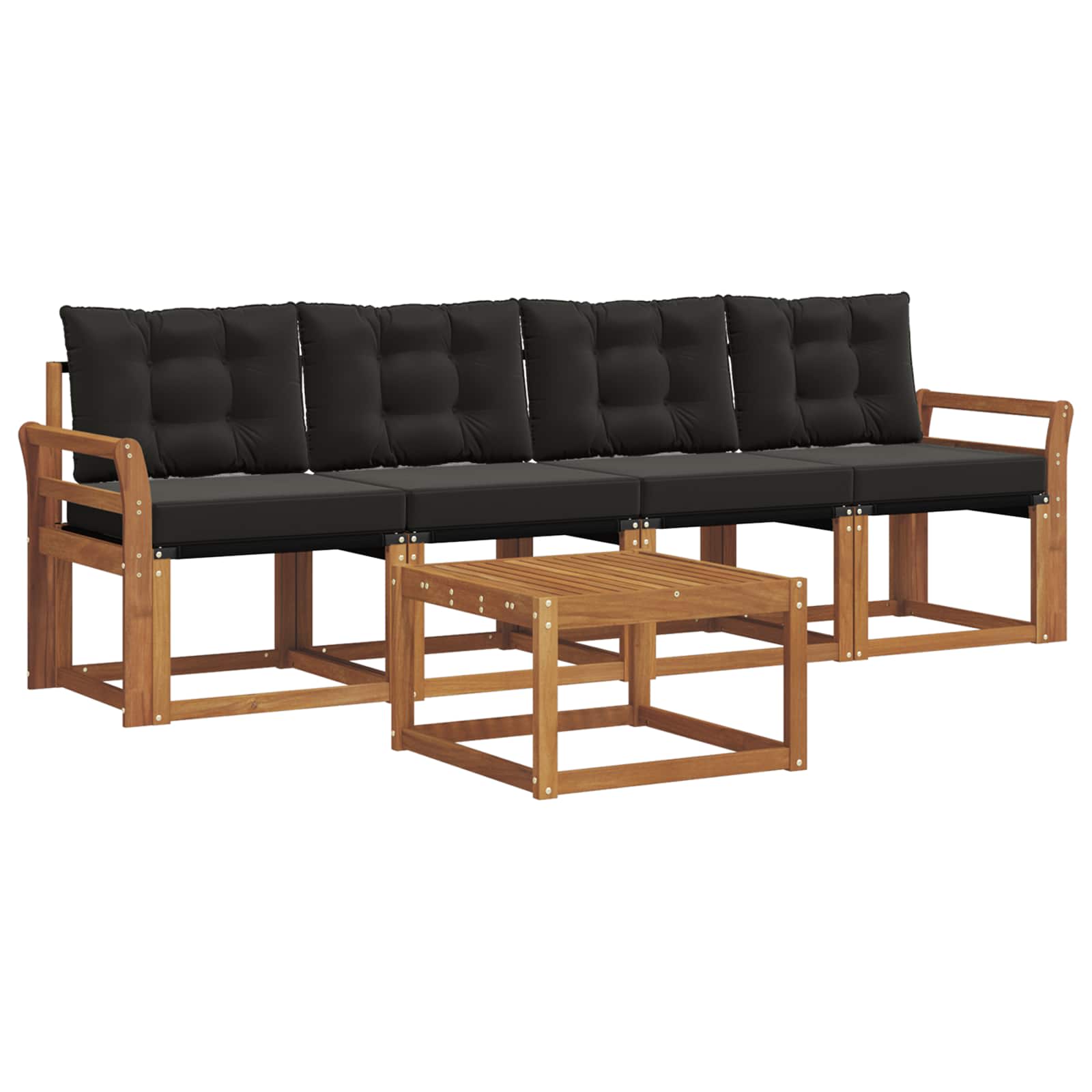 Set di divani da esterno con cuscino 5 pcs Naturale e Nero | homemem39
