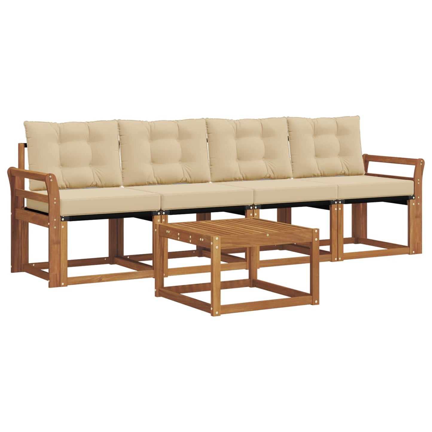 Set di divani da esterno con cuscino 5 pcs Naturale e Beige