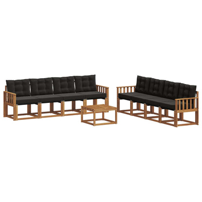 Set di divani da esterno con cuscino 9 pcs Naturale e Nero | homemem39