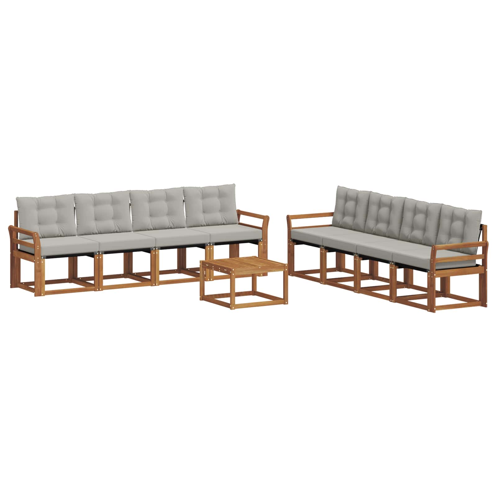 Set di divani da esterno 9 pcs Grigio Naturale e Chiaro | homemem39