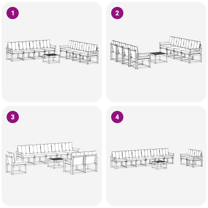 Set di divani da esterno 9 pcs Grigio Naturale e Chiaro | homemem39