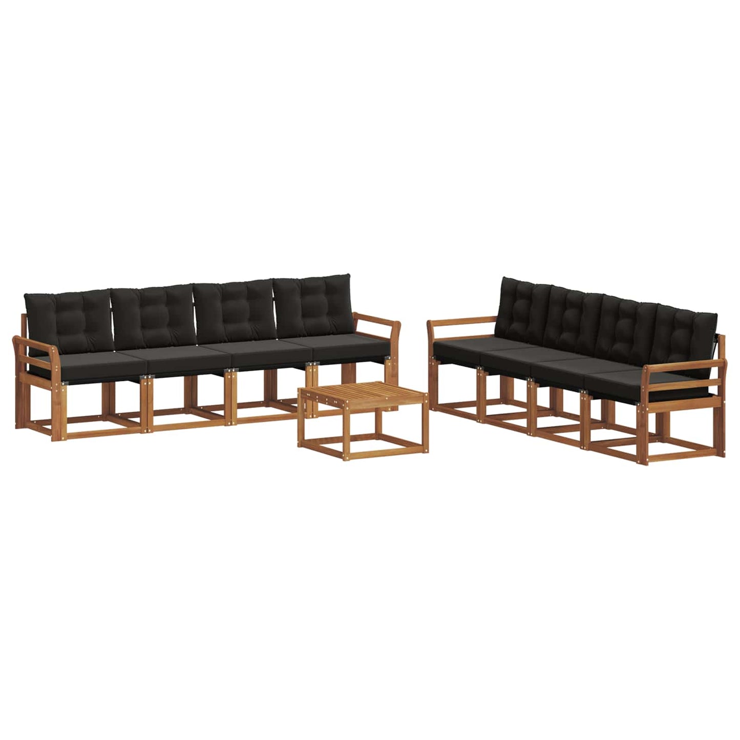 Set di divani da esterno con cuscino 9 pcs Naturale e Nero | homemem39