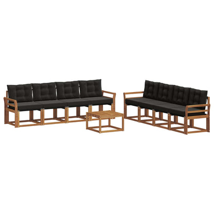 Set di divani da esterno con cuscino 9 pcs Naturale e Nero | homemem39