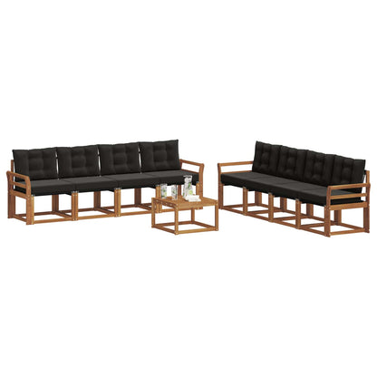 Set di divani da esterno con cuscino 9 pcs Naturale e Nero | homemem39