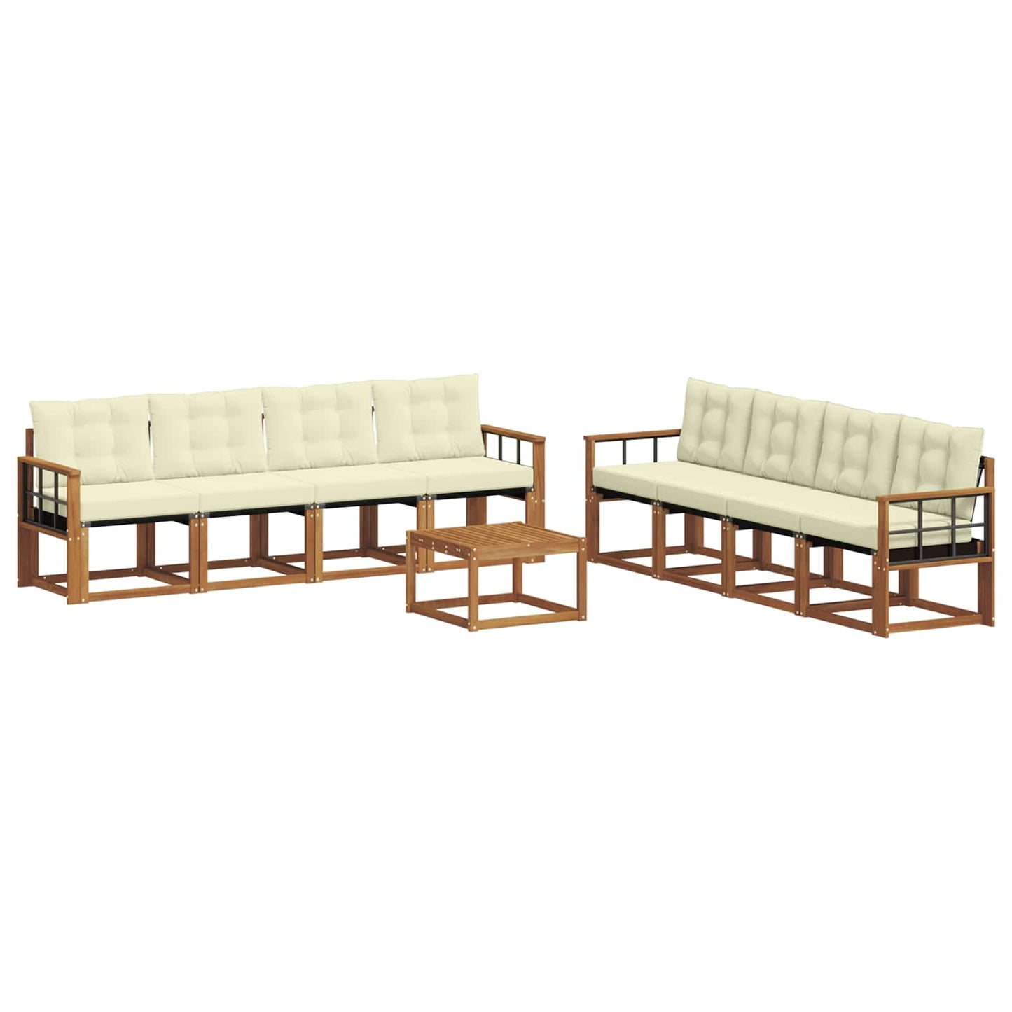Set di divani da esterno con cuscino 9 pcs Naturale e Crema | homemem39