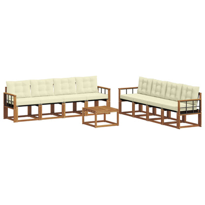 Set di divani da esterno con cuscino 9 pcs Naturale e Crema | homemem39