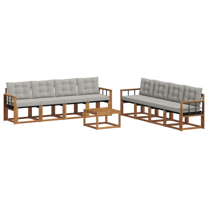 Set di divani da esterno 9 pcs Grigio Naturale e Chiaro | homemem39
