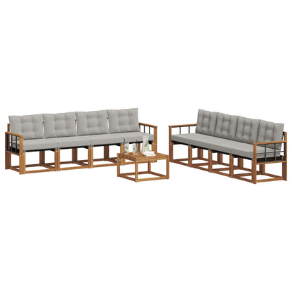 Set di divani da esterno 9 pcs Grigio Naturale e Chiaro | homemem39