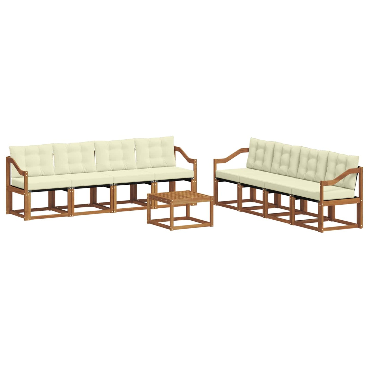 Set di divani da esterno con cuscino 9 pcs Naturale e Crema | homemem39
