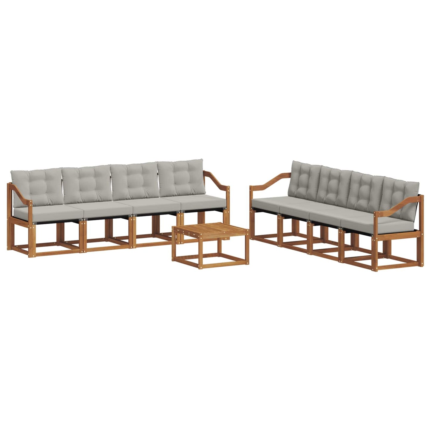 Set di divani da esterno 9 pcs Grigio Naturale e Chiaro | homemem39