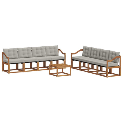 Set di divani da esterno 9 pcs Grigio Naturale e Chiaro | homemem39