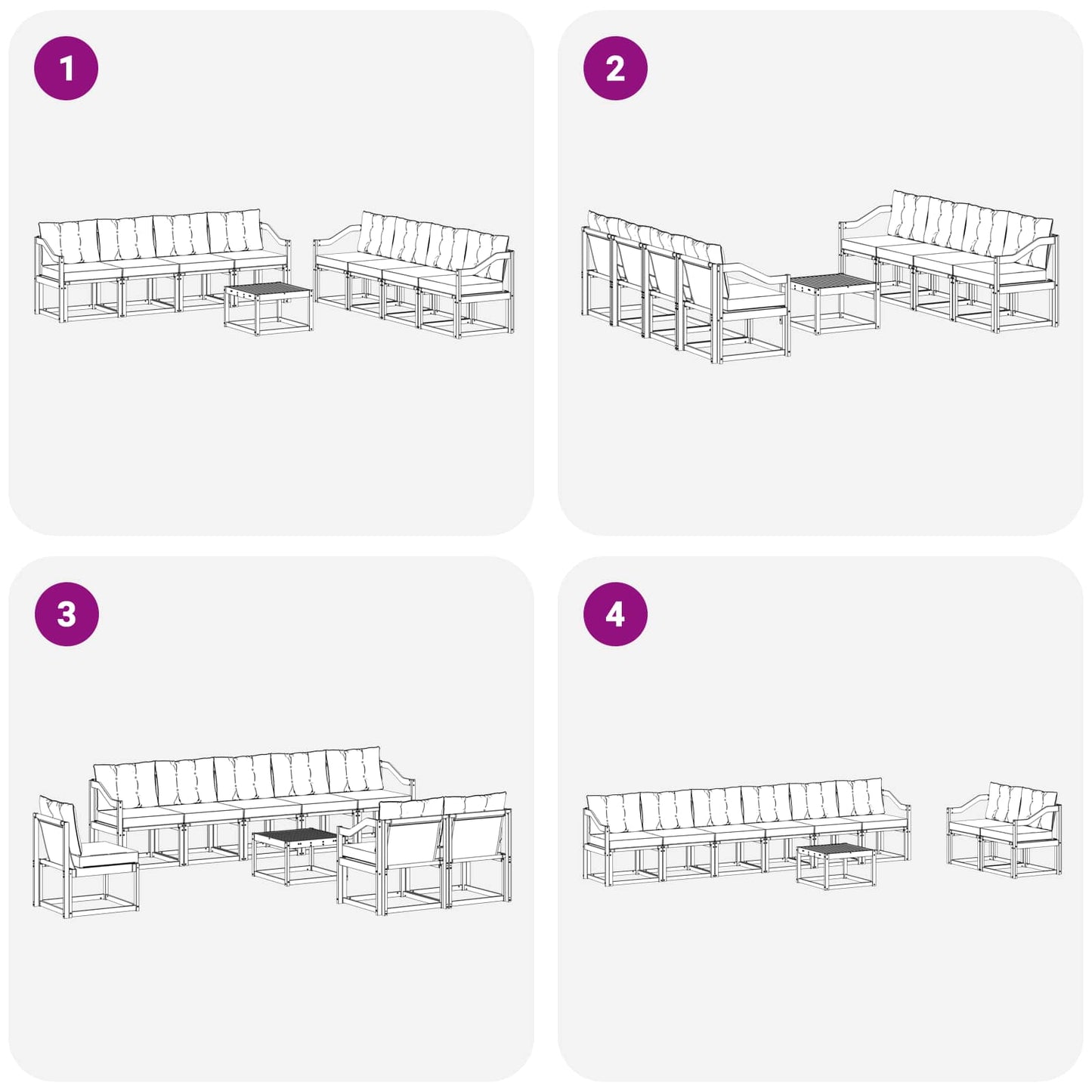 Set di divani da esterno 9 pcs Grigio Naturale e Chiaro | homemem39