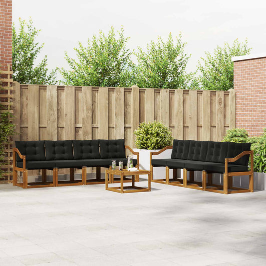 Set di divani da esterno con cuscino 9 pcs Naturale e Nero