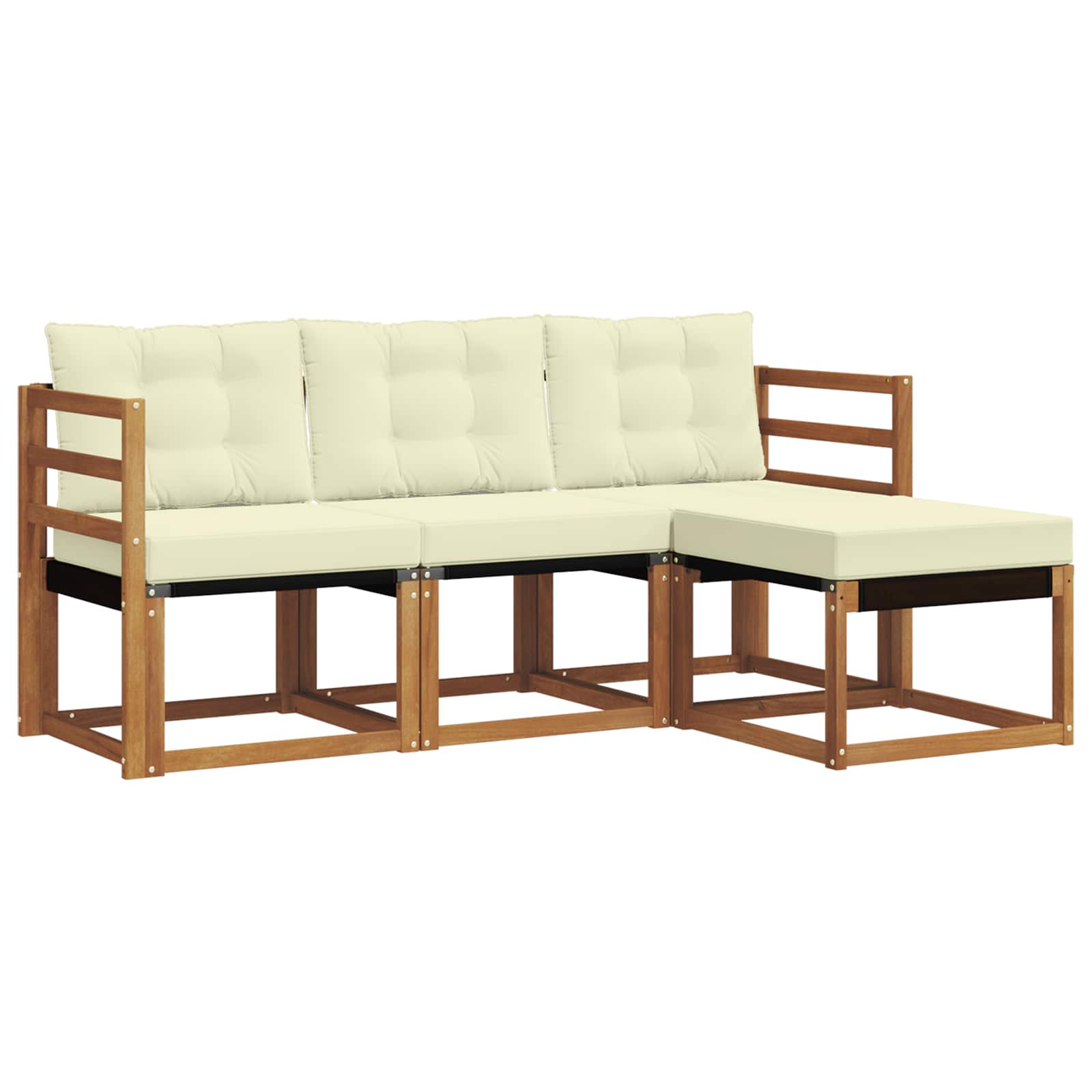 Set di divani da esterno con cuscino 4 pcs Naturale e Crema | homemem39