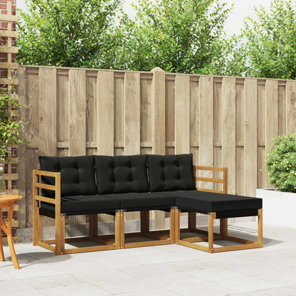 Set di divani da esterno con cuscino 4 pcs Naturale e Nero | homemem39
