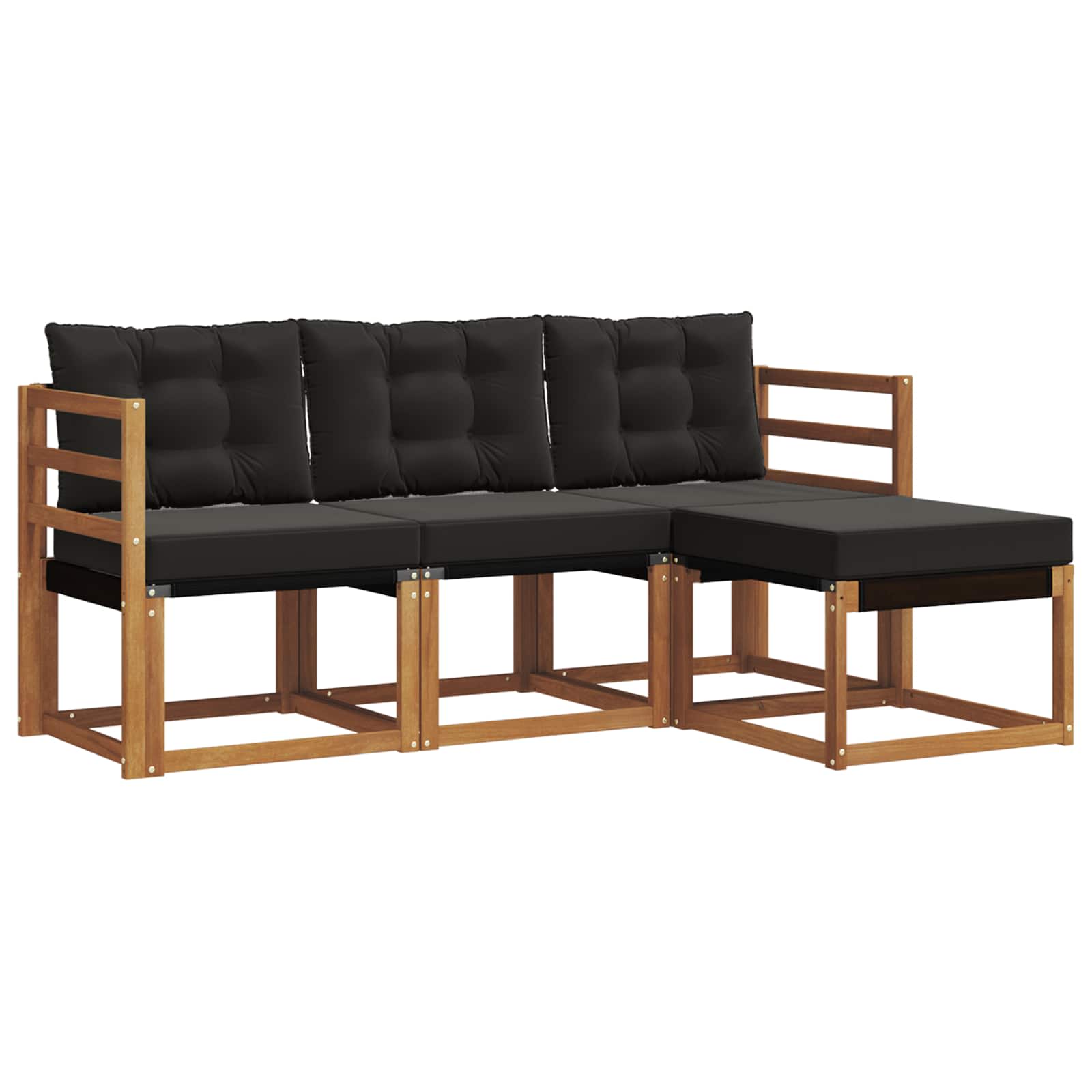 Set di divani da esterno con cuscino 4 pcs Naturale e Nero | homemem39