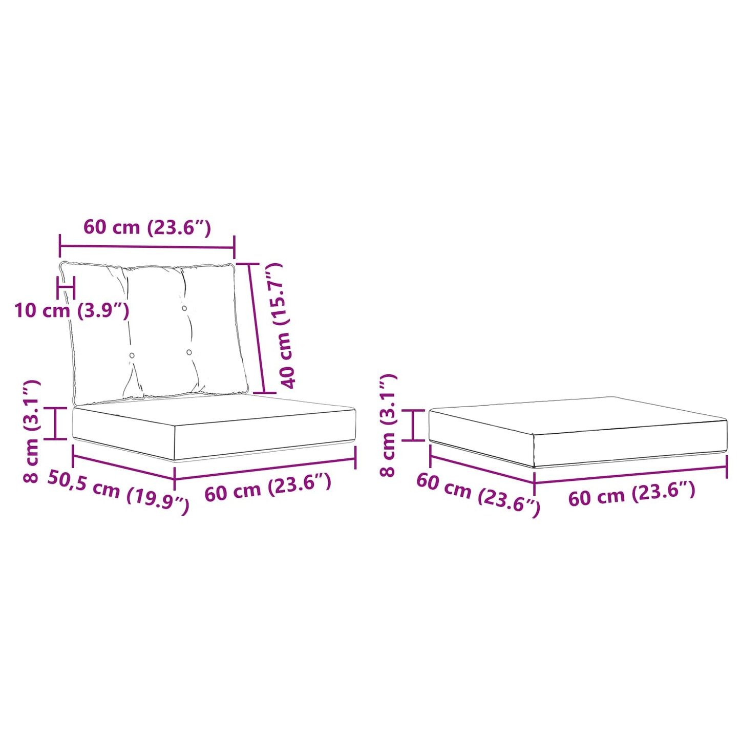 Set di divani da esterno con cuscino 4 pcs Naturale e Nero | homemem39