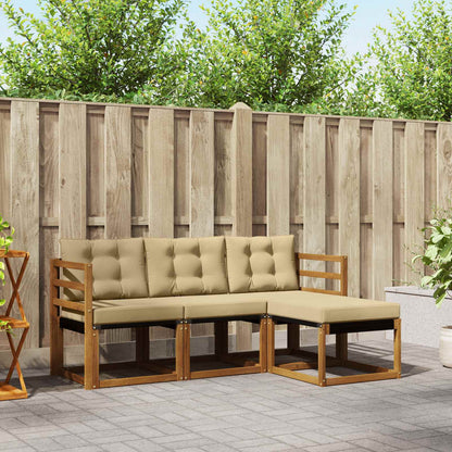 Set di divani da esterno con cuscino 4 pcs Naturale e Beige