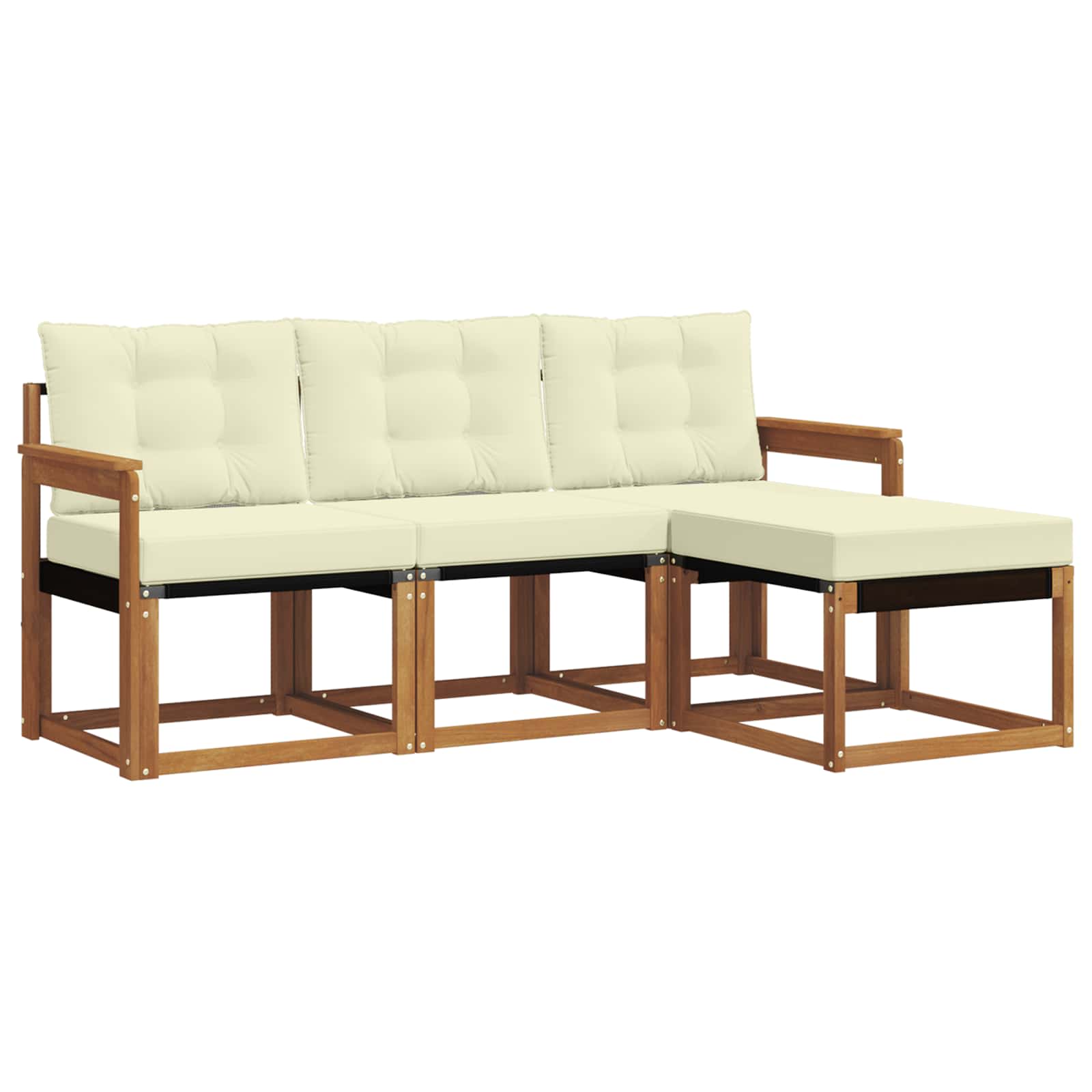 Set di divani da esterno con cuscino 4 pcs Naturale e Crema | homemem39