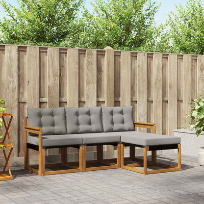 Set di divani da esterno 4 pcs Grigio Naturale e Chiaro | homemem39