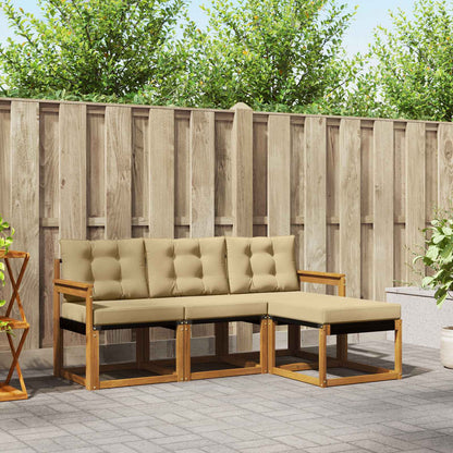 Set di divani da esterno con cuscino 4 pcs Naturale e Beige | homemem39