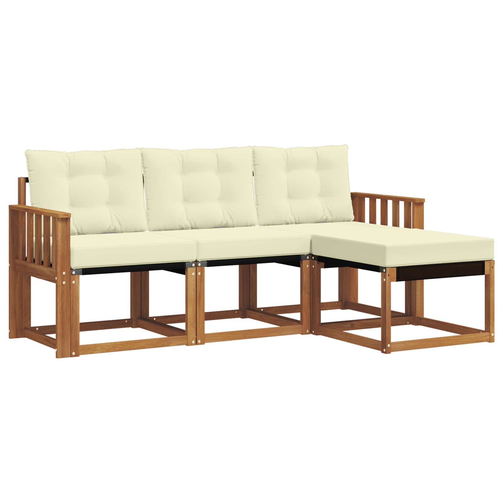 Set di divani da esterno con cuscino 4 pcs Naturale e Crema | homemem39
