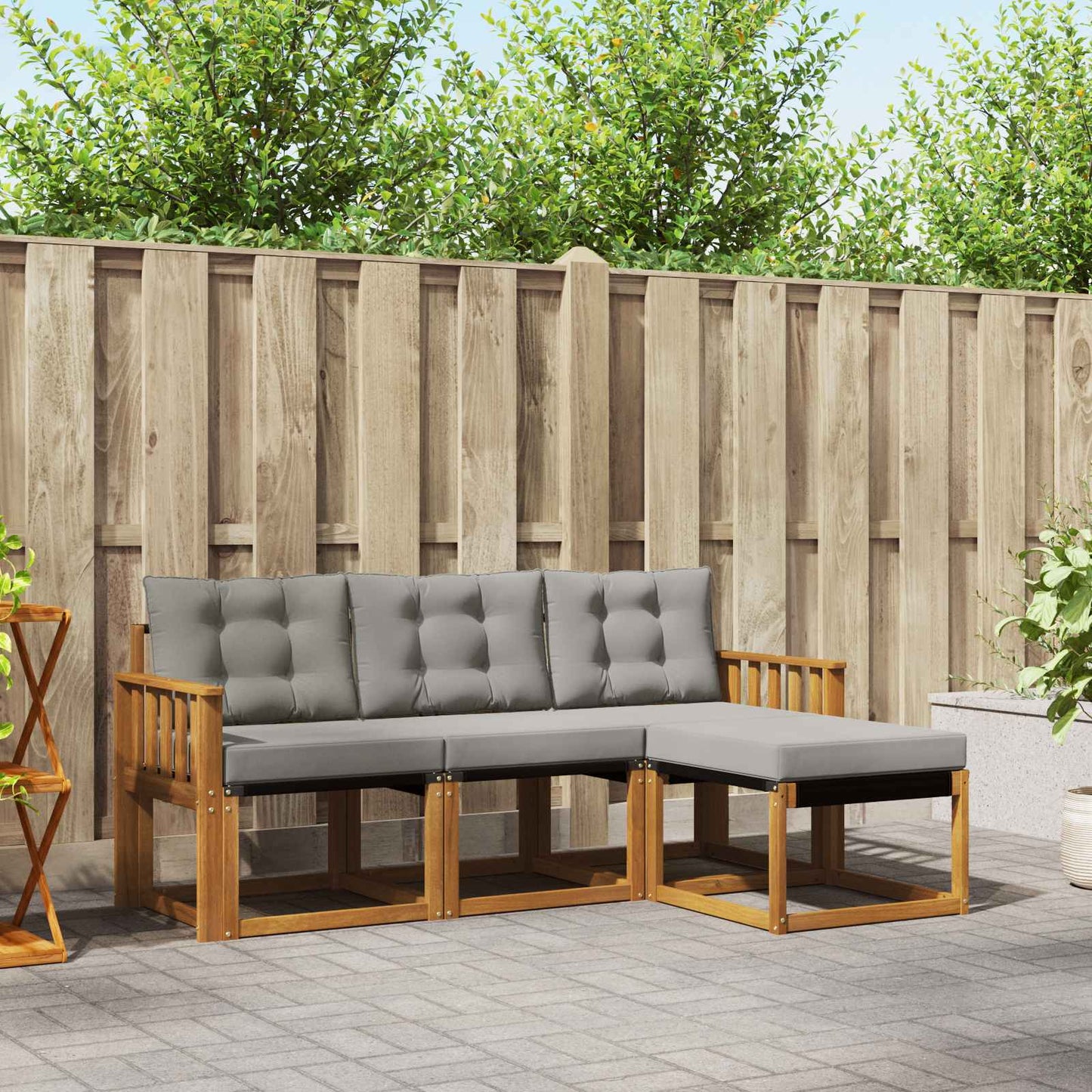 Set di divani da esterno 4 pcs Grigio Naturale e Chiaro | homemem39