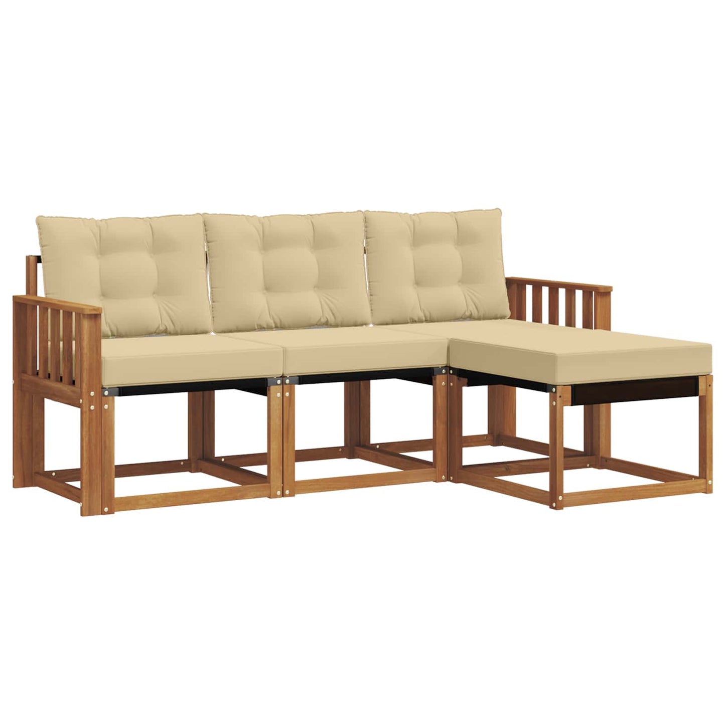 Set di divani da esterno con cuscino 4 pcs Naturale e Beige | homemem39