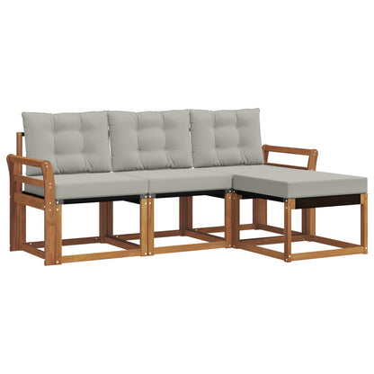 Set di divani da esterno 4 pcs Grigio Naturale e Chiaro