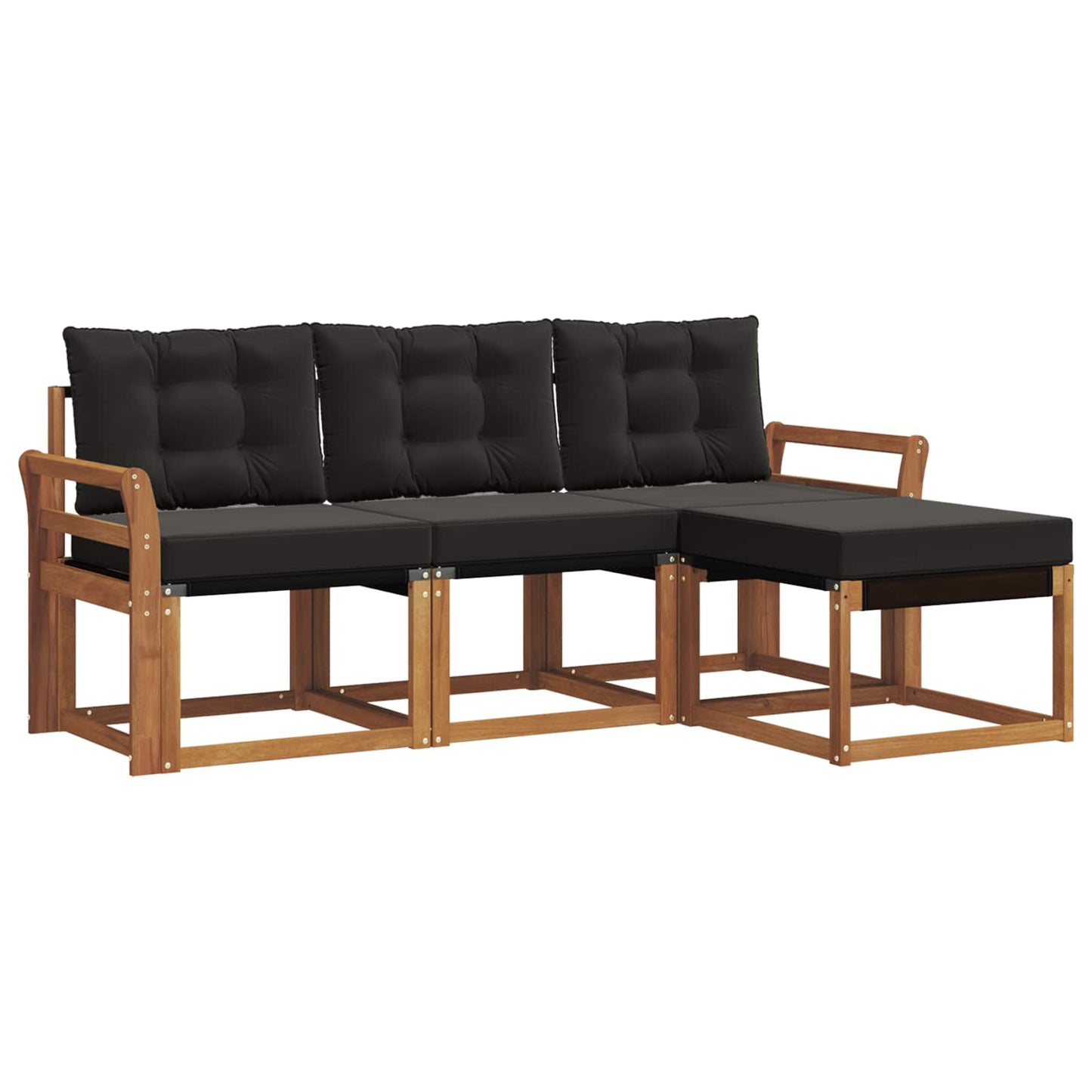 Set di divani da esterno con cuscino 4 pcs Naturale e Nero | homemem39
