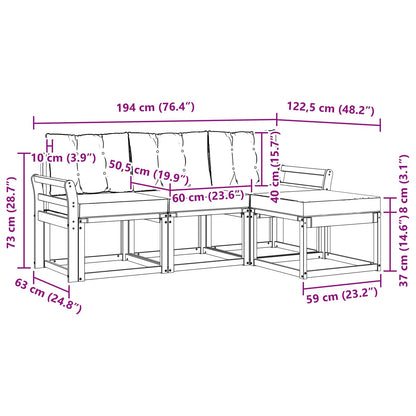 Set di divani da esterno con cuscino 4 pcs Naturale e Nero | homemem39