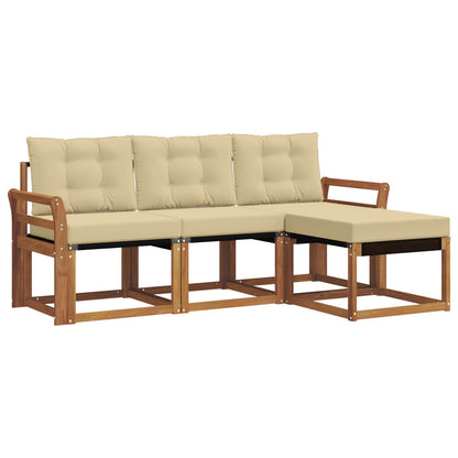 Set di divani da esterno con cuscino 4 pcs Naturale e Beige
