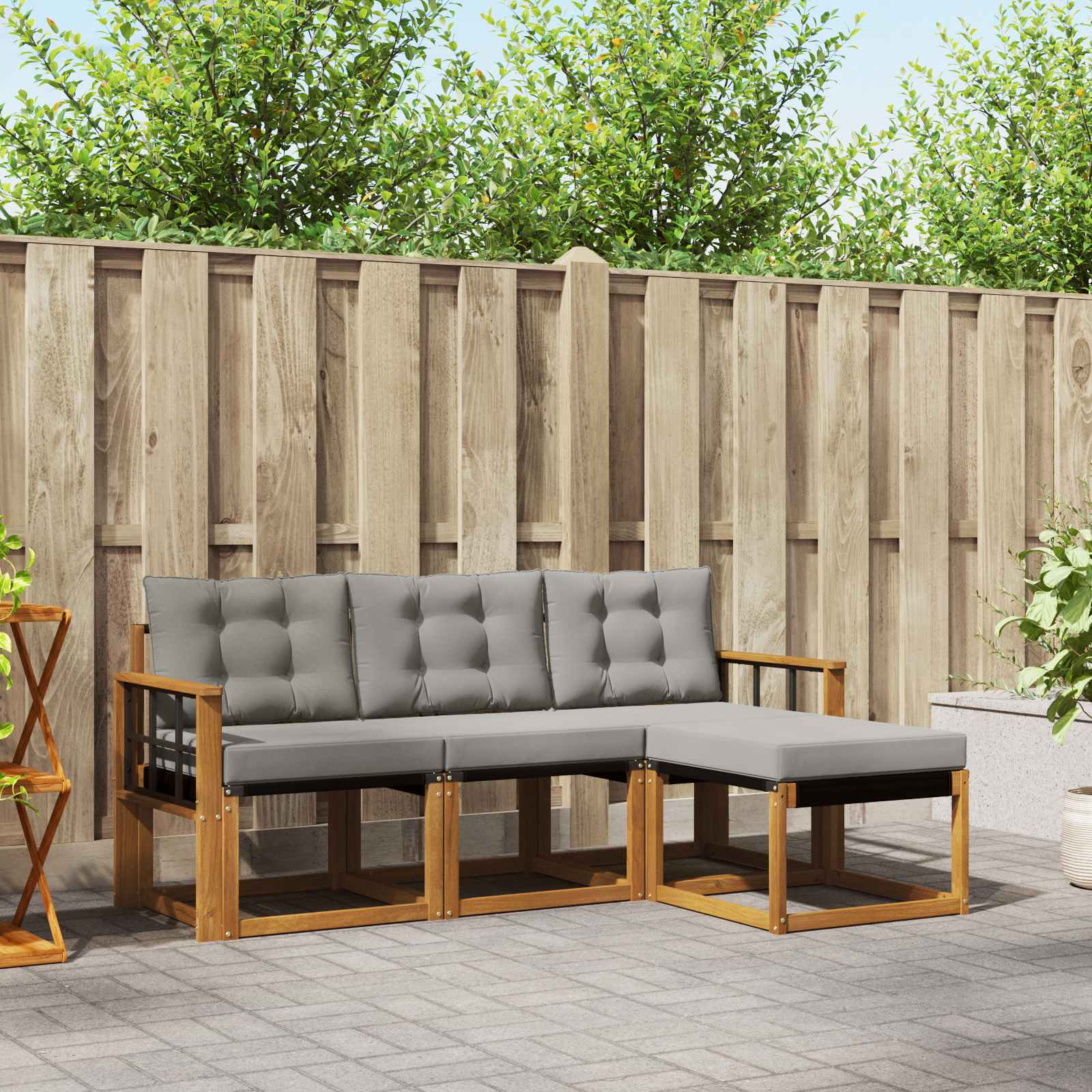 Set di divani da esterno 4 pcs Grigio Naturale e Chiaro | homemem39