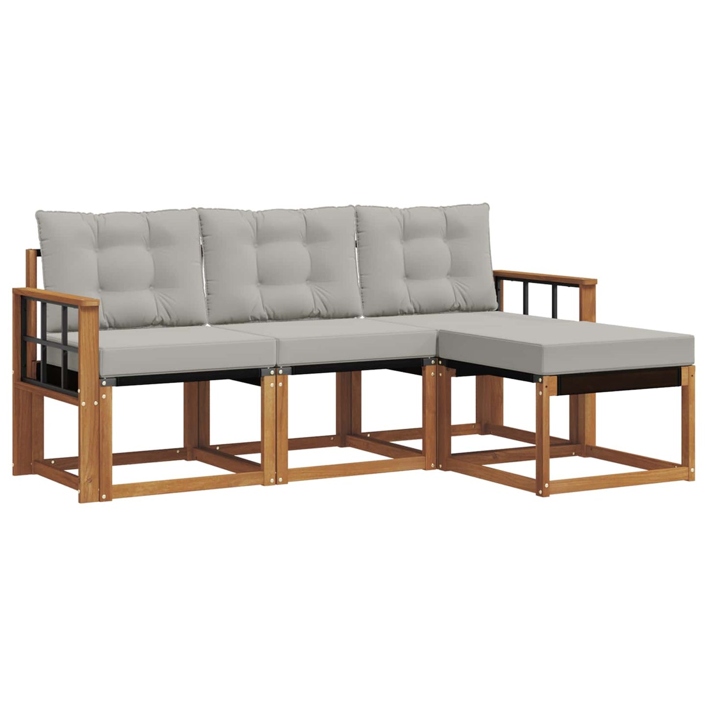 Set di divani da esterno 4 pcs Grigio Naturale e Chiaro | homemem39