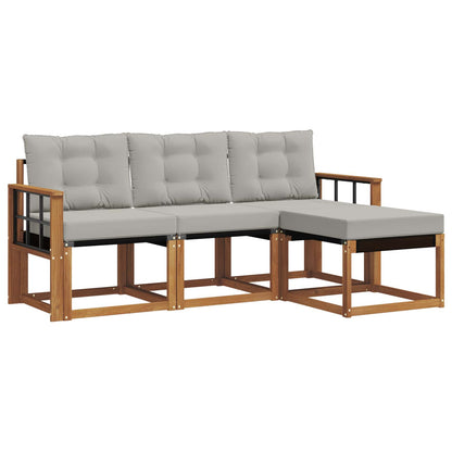 Set di divani da esterno 4 pcs Grigio Naturale e Chiaro | homemem39