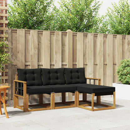 Set di divani da esterno con cuscino 4 pcs Naturale e Nero | homemem39