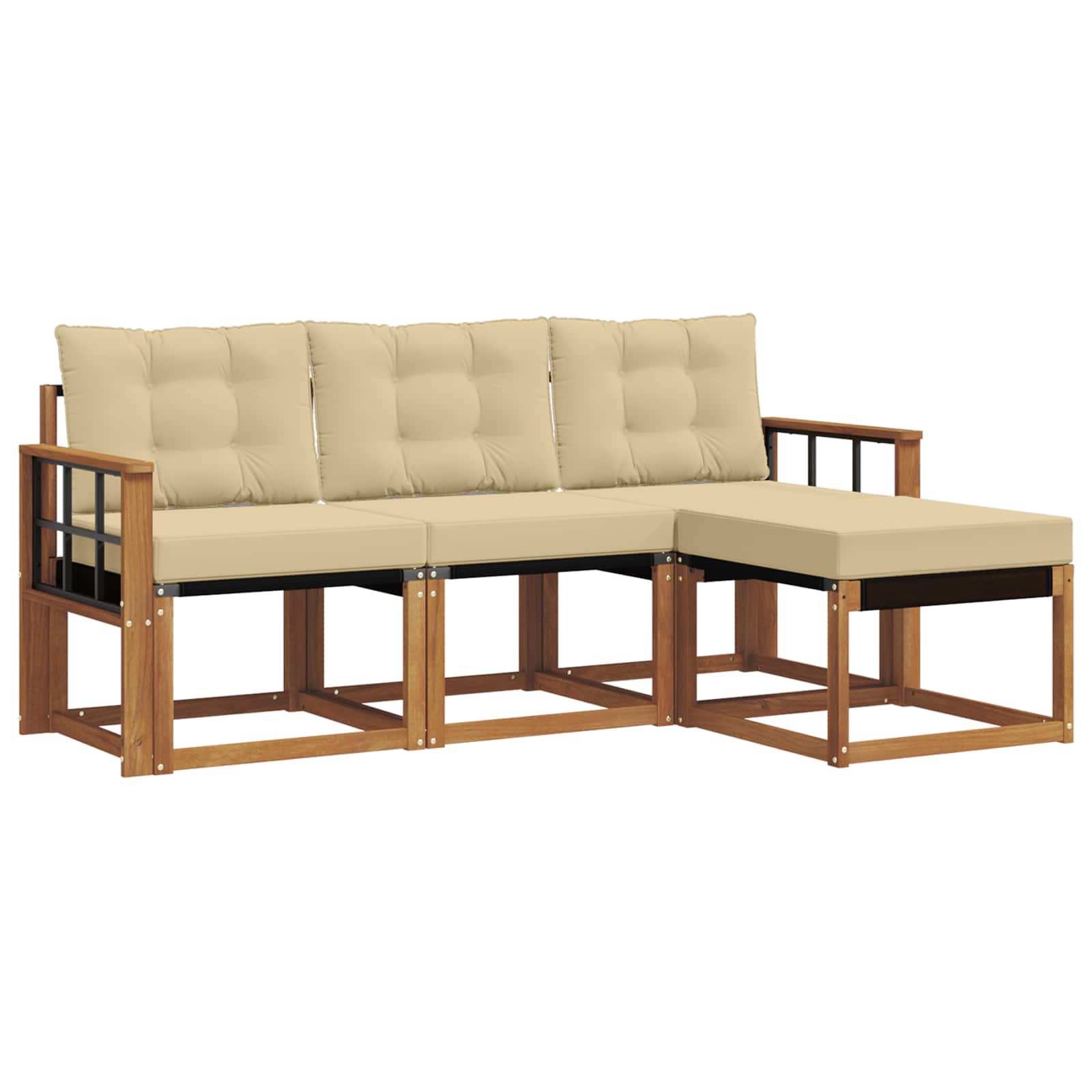 Set di divani da esterno con cuscino 4 pcs Naturale e Beige | homemem39